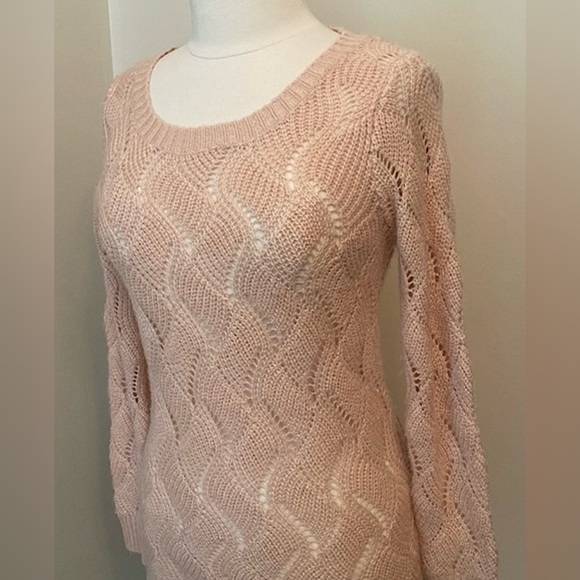 Charlotte Russe Soft Peach Long Sleeve Open Knit Ribbed Casual Sweater Size S - Picture 5 of 10